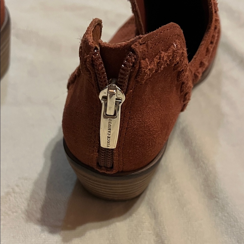 Fringed red Brown Ankle Boots - Picture 4 of 7